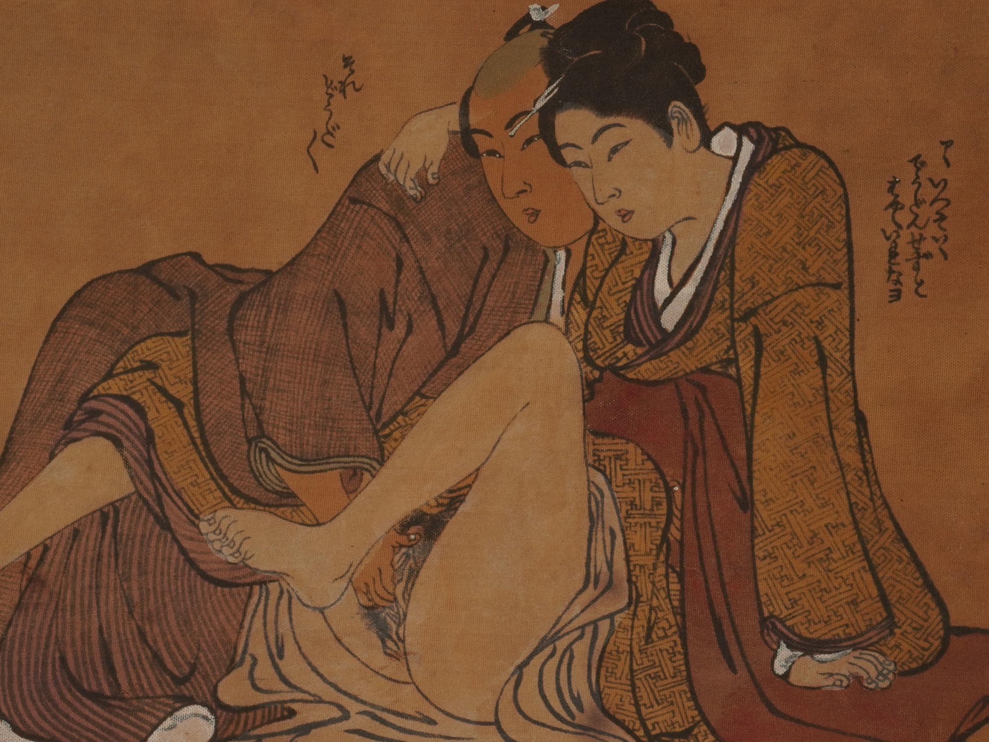 ANTIQUE MEIJI ERA JAPANESE EROTIC SHUNGA PAINTING PIC-2